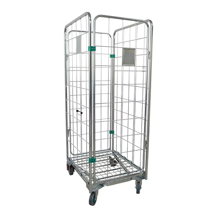 Storage Industrial Transport Metal Steel Welded Foldable Wire Roll Container Trolley Cage
