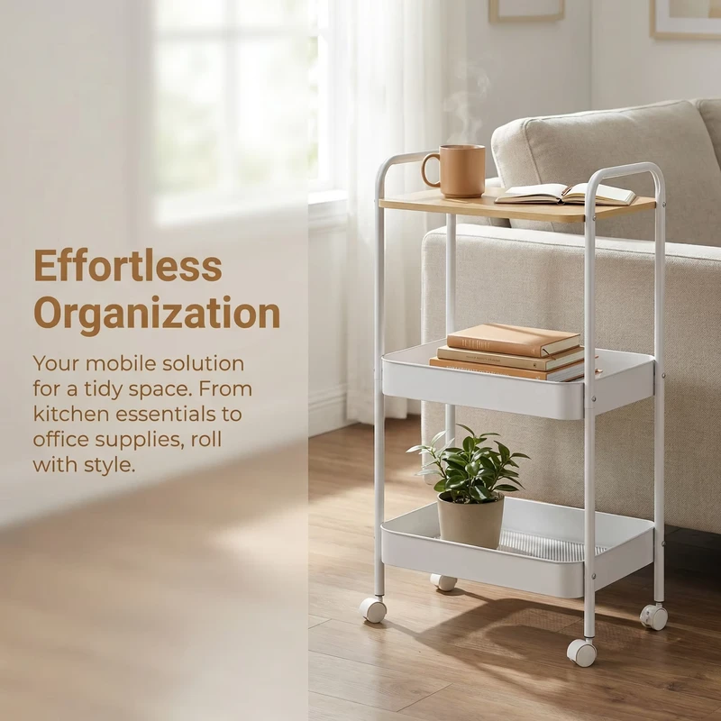 Storage Trolley Multi Level Rolling Storage Car Suitable for Kitchens Bathrooms Garages Storage Cart