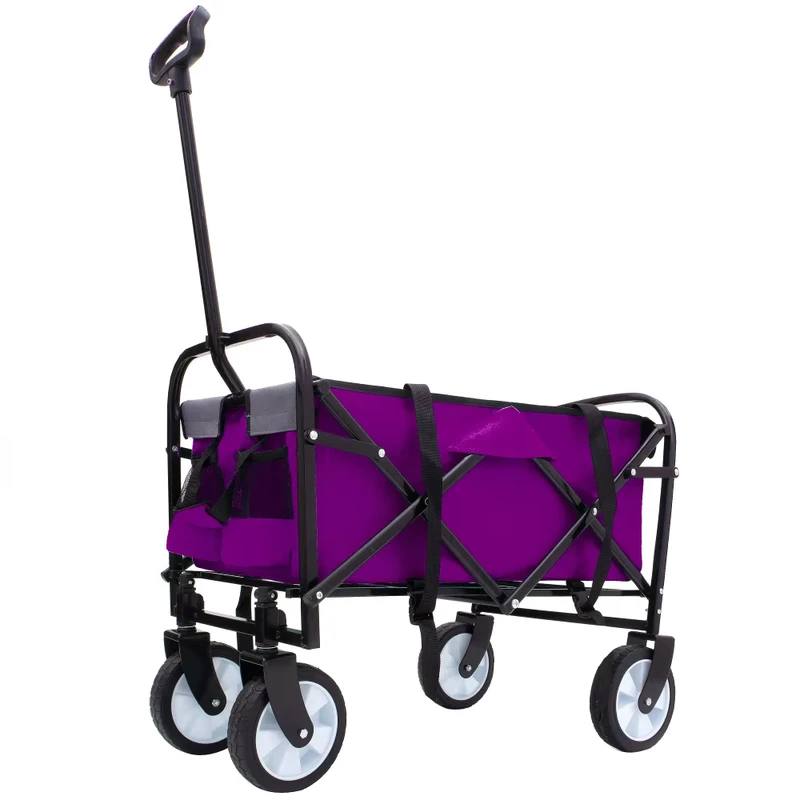 Strap Collapsible Foldable Wagon Cart with Strapping System Beach Wagon Utility Wagon Grocery Cart