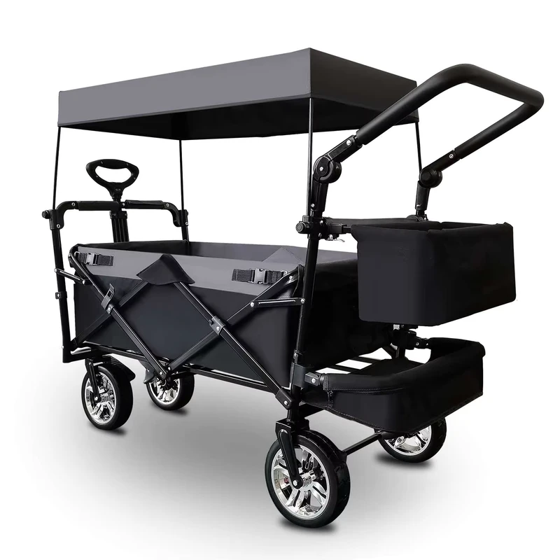 Stroller Trolley Outdoor Camping Beach Portable Multi Function Folding Trolley Cart with Canopy