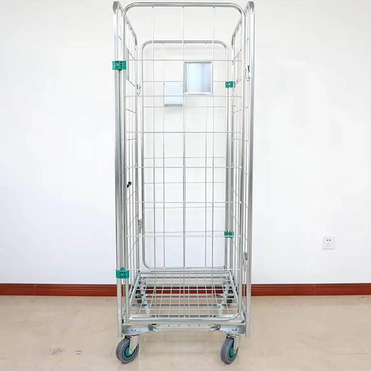 Strong Durable 4 Sides Steel Storage Large Capacity Wire Mesh Roll Cage Container Trolley 500kg Load Capacity OEM
