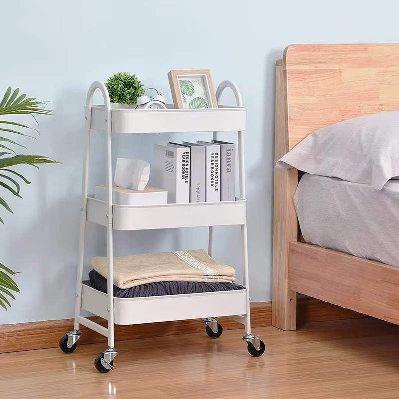 Strong Load bearing 3 Tier Utility Service Cart Home Storage Shelves Trolley Multifunction Kitchen Rolling Storage Rack