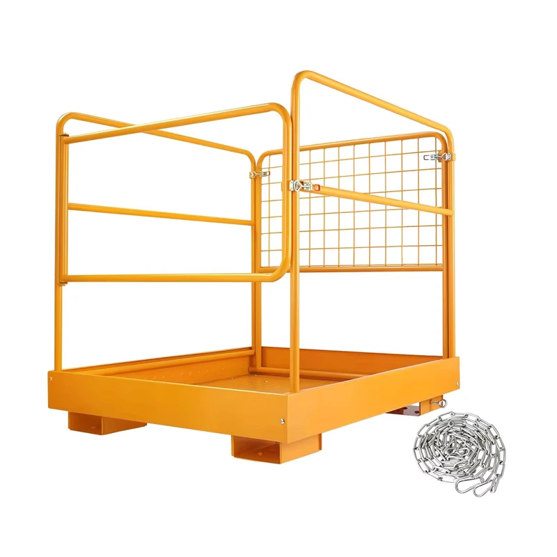 Strong Metal Forklift Fold Down Safety Cages 36×36 Inches Man Lift Basket Pallet Forks Work Platform Without Wheels