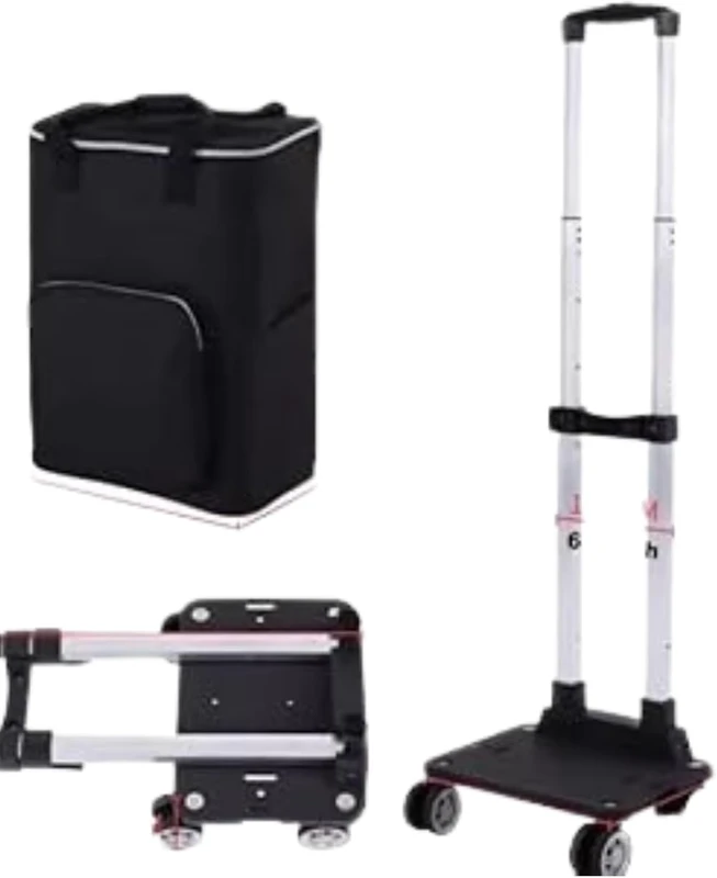 Strong Stretchable Folding Utility Shopping Cart Rolling Hand Truck with Rotate 4 Wheels Removable Waterproof Bag