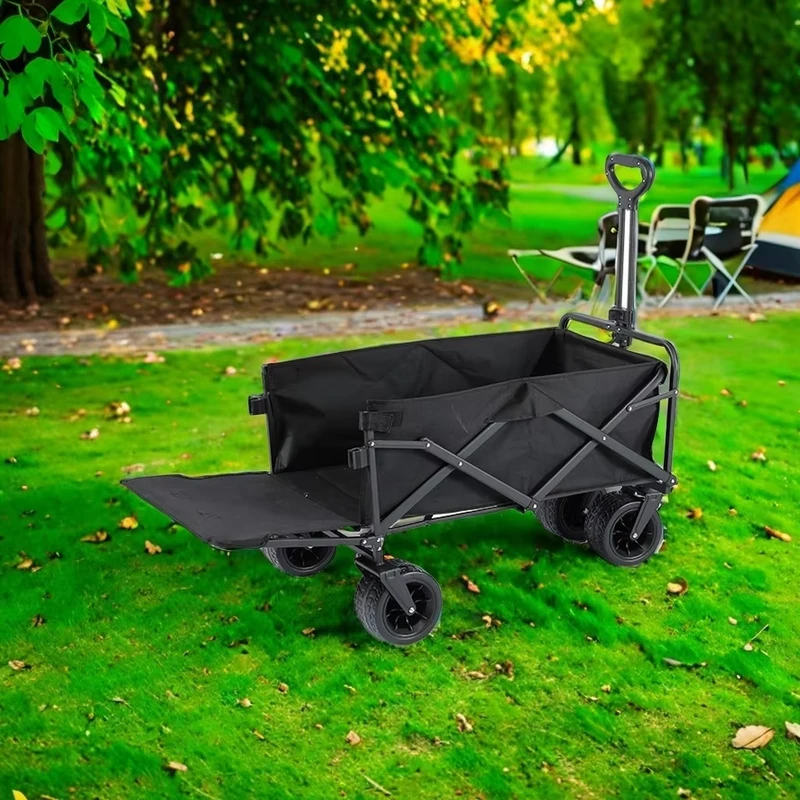 Strong and Heavy 5 Inch PVC Narrow Wheel Camping Cart Trolley Foldable Platform Structure Camping Folding Wagon