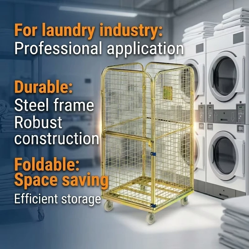 Sturdy Structure Logistic Transport Detachable Mild Steel Q235 Laundry Roll Container