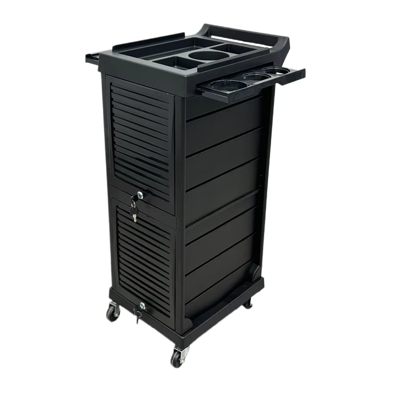 Stylish Black Salon Trolley Cart Practical Hair Salon Organization Trolley for Home Kitchen Use Durable Plastic for Living Room