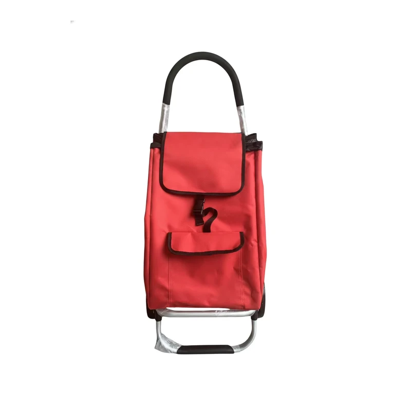 Stylish Red Shopping Trolley Durable Aluminum Alloy Cart with Organizer Pocket for Modern Ladies