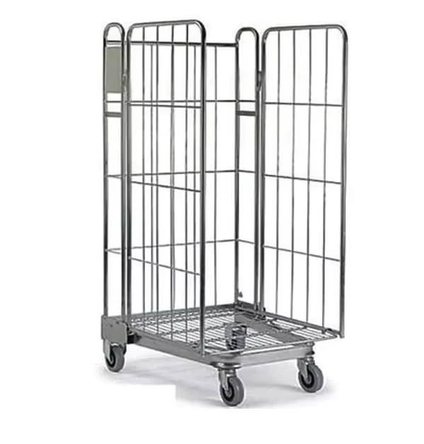 Supermarket 3 Side Collapsible Roll Container Logistics Transport Cargo Rolling Collapsible Cage
