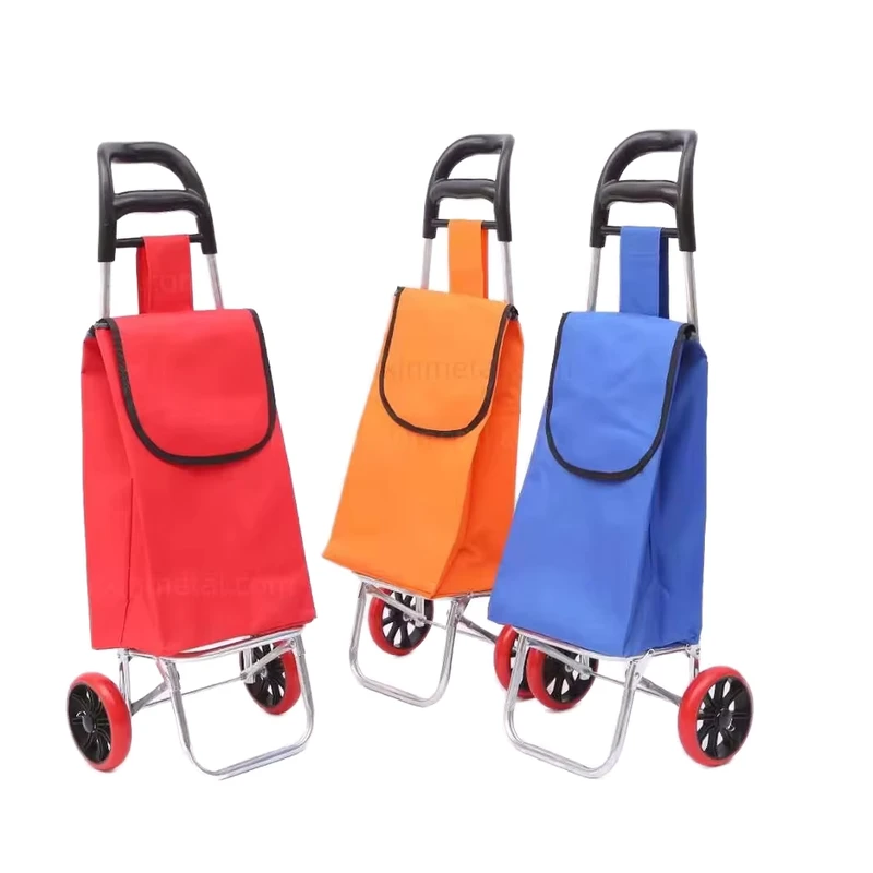 Supermarket Advertising Shopping Cart Two-Wheel Foldable Small Trolley Gift Promotion Custom Logo Printed