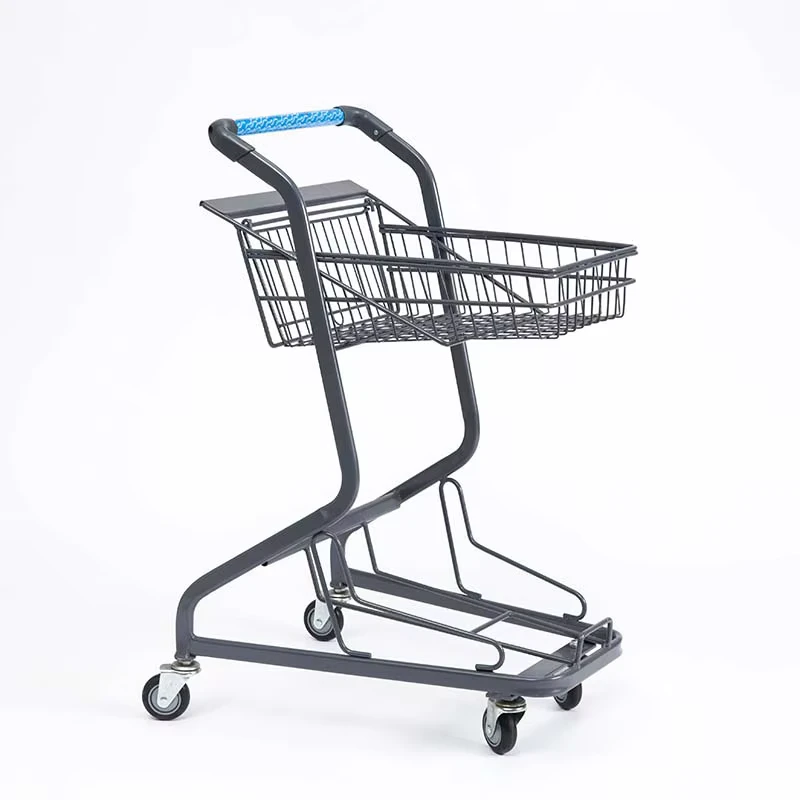 Supermarket Basket Trolley with Steel Mesh Structure Waterproof Design and Durable 4” PU Wheels for Convenient Shopping