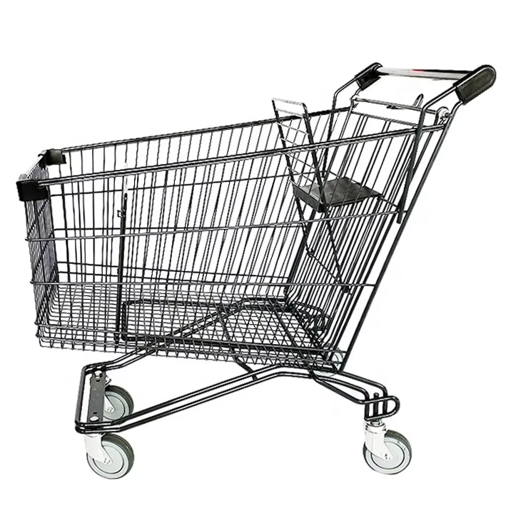 Supermarket Black Shopping Cart With Custom Logo