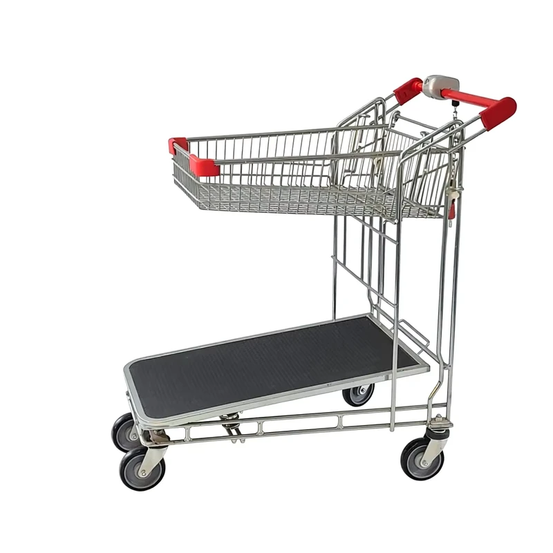 Supermarket Cart with Mesh Zinc Plated Metal Shopping Trolley