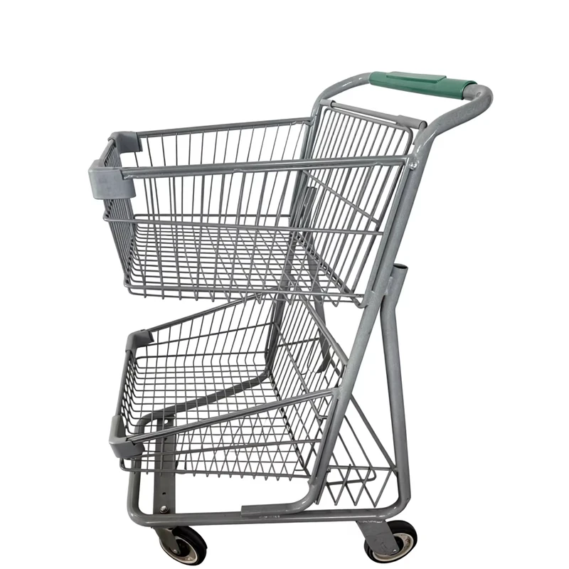 Supermarket Cart with Mesh Zinc Plated Metal Shopping Trolley