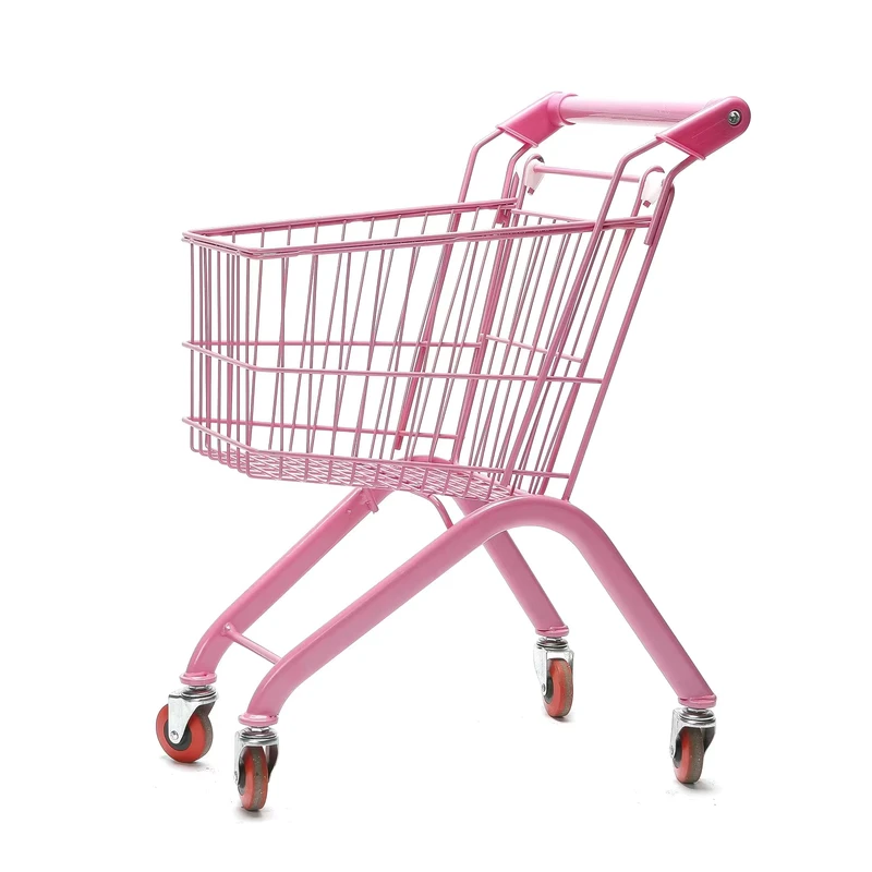 Supermarket Cartoon Trolley for Kids Cart Convenient Unfolding Steel Shopping Trolley with PP Material for Mall Usage