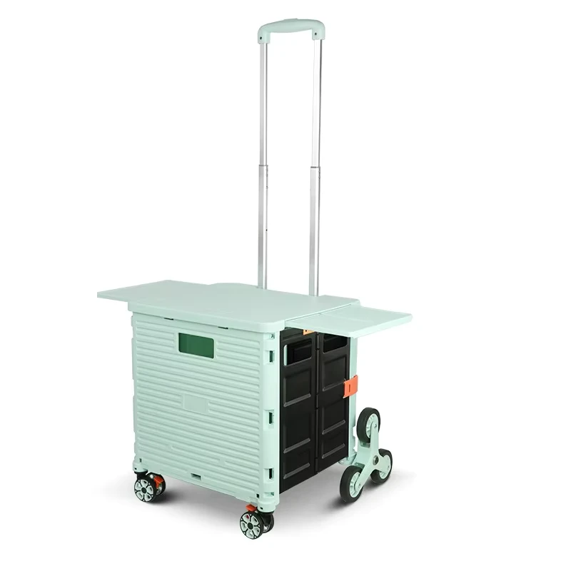 Supermarket Folding Aluminum Alloy Shopping Cart Express Delivery Trolley Integrated Silent Trailer Outdoor