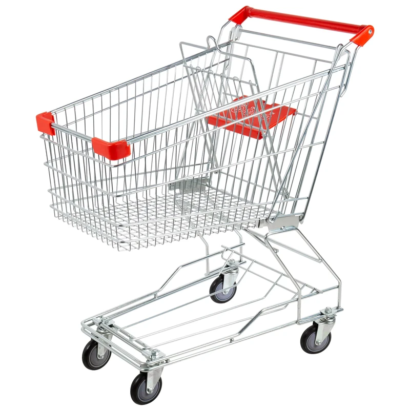 Supermarket Grocery Cart 60L 80L 100L Smart Cart Gondola Shelf Compatible ISO9001 Certified Plastic Shopping Trolley Trolley