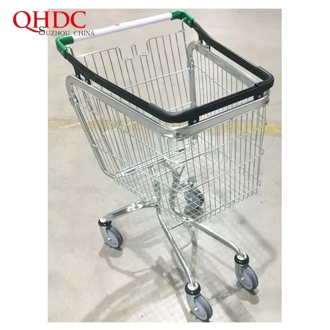 Supermarket Grocery Shopping Cart Trolley Durable & Anti rust Zinc Plated Unfolding Design Factory Direct Made Black Silver