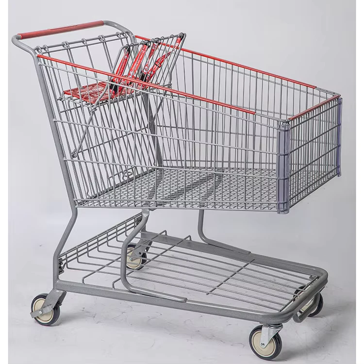 Supermarket Heavy Duty Electric Shopping Trolley with Waterproof PU Surface and Metal Steel Wheels for Outdoor Use
