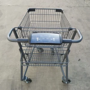 Supermarket Heavy Duty Hand Push Shopping Trolley 2-Tier Shopping Cart With 4 Wheels