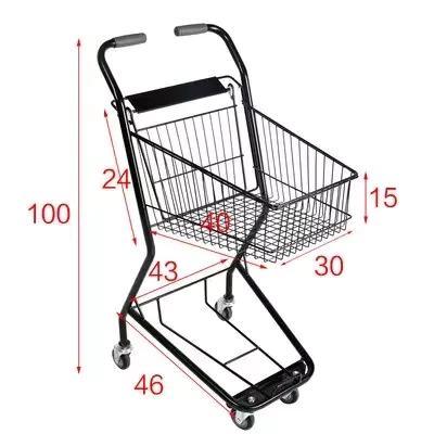 Supermarket Heavy duty Basket Shopping Trolley Store Storage Basket Hand Push Shopping Cart