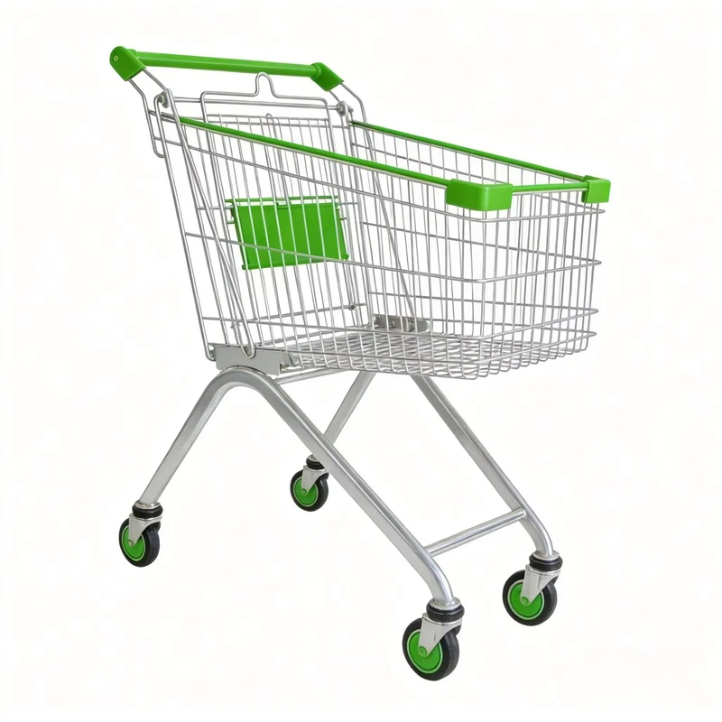 Supermarket Hypermarket Functional Unfolding Zinc Plated Steel Mesh Platform Foldable Shopping Trolley 4” 5” PU