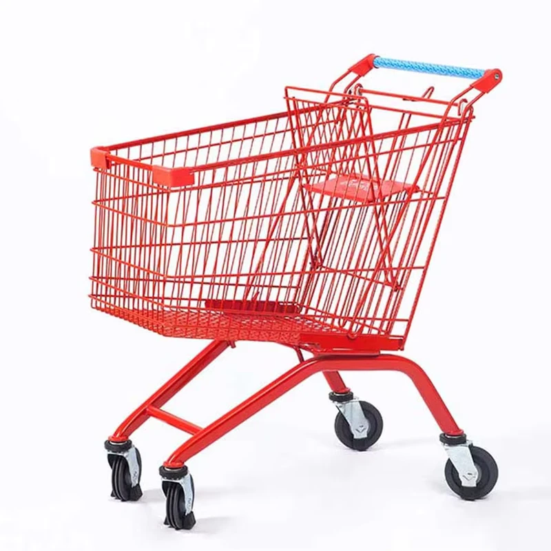 Supermarket Hypermarket Unfolding Steel Mesh Platform Foldable Shopping Trolley
