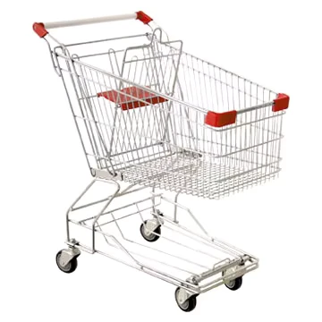 Supermarket Light Weight Shopping Trolley Customized 4 Wheel Steel Metal Cart PP Material Shop Use