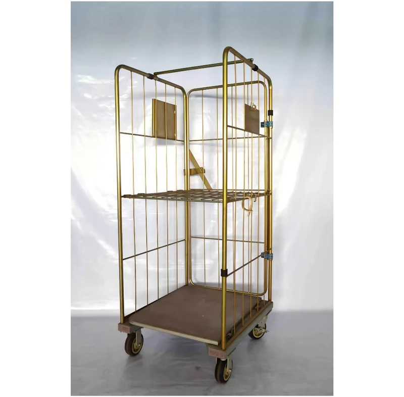 Supermarket Logistic Roll Container Trolley Steel Zinc Galvanized 600kg Capacity Foldable Collapsible Mobile Corrosion Resistant
