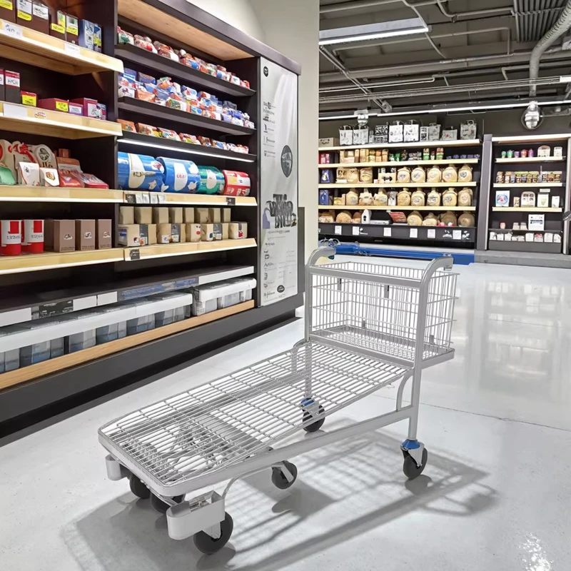 Supermarket Metal Cart 5 Wheel Transport Trolley Super Convenient for Hand Carts & Trolleys