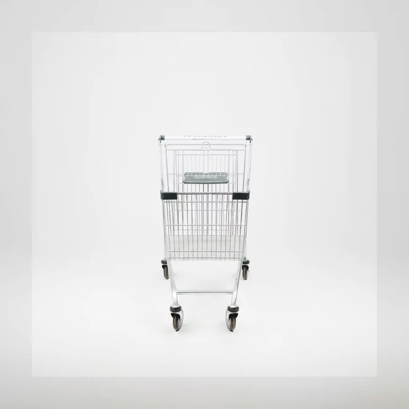 Supermarket Metal Shopping Trolley 5 Inch Capacity Wheeled Cart Zinc Plated Unfolding Style PU European 180L