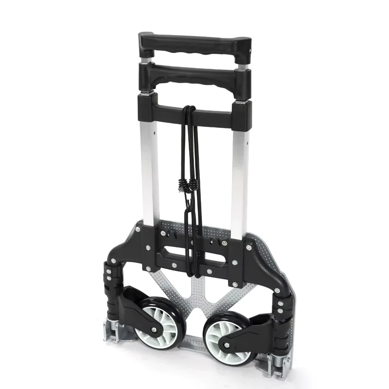 Supermarket Mute Trolley Cart Portable Aluminium Folding Shopping Trolley for Carrying Luggage