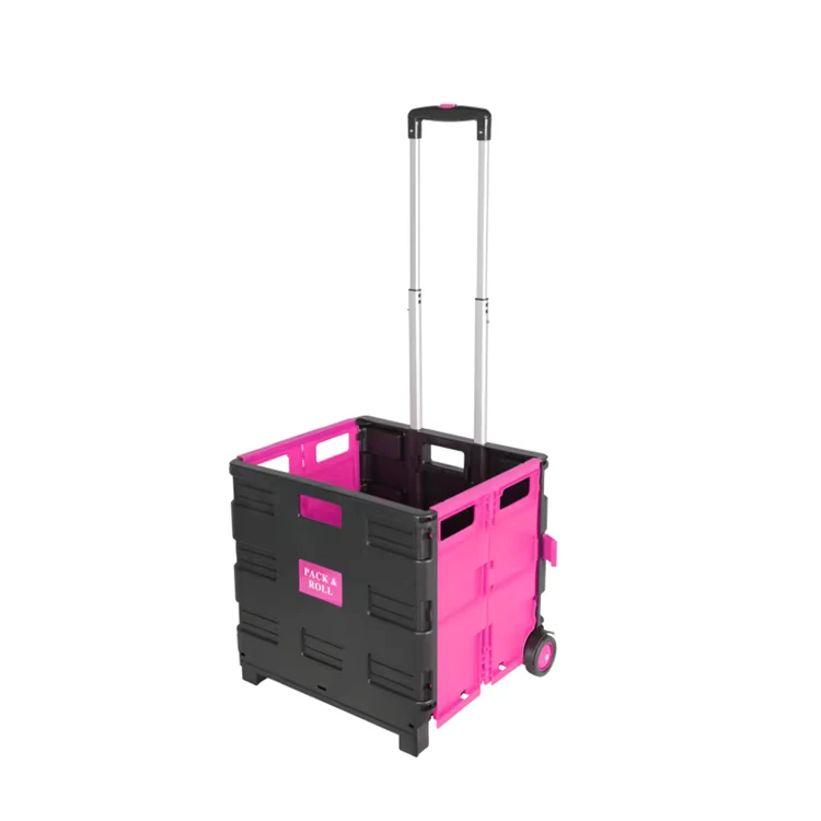 Supermarket Plastic Mini Folding Foldable Shopping Cart Trolley