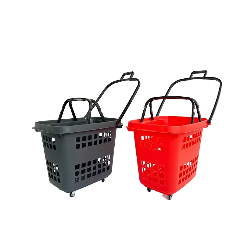Supermarket Plastic Shopping Basket with Handles Retail Grocery Store Hand Basket Convenience Store Tote Baskets Custom Logo