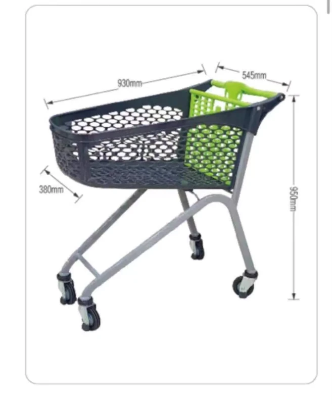 Supermarket Plastic Shopping Trolley Cart 100L