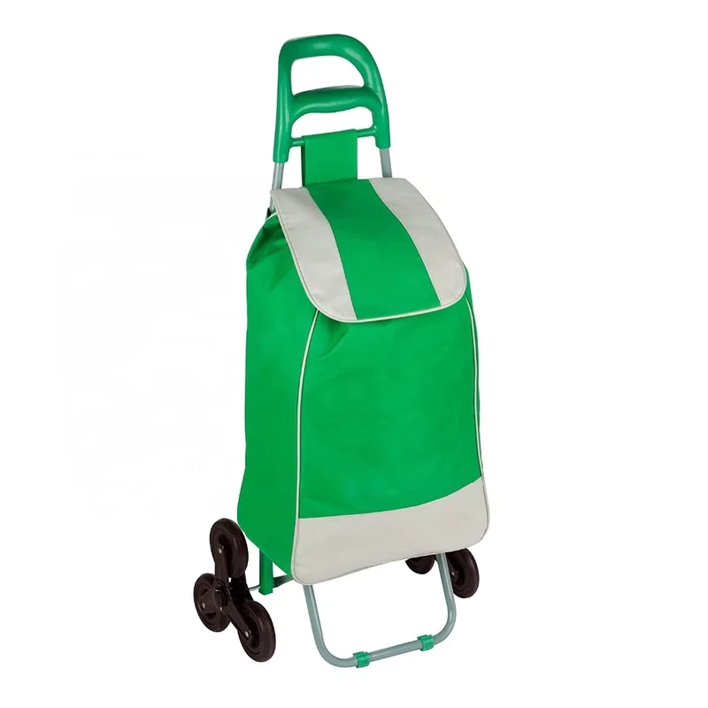 Supermarket Portable 2 Wheel Shopping Cart 600D Oxford & Steel Frame Foldable Storage Trolley Home Use