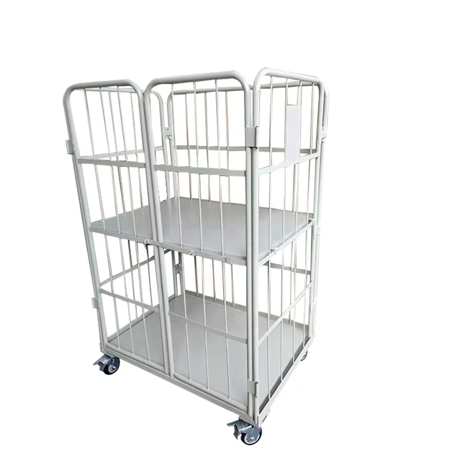 Supermarket Roll Container Warehouse Folding Roll Cage Trolley