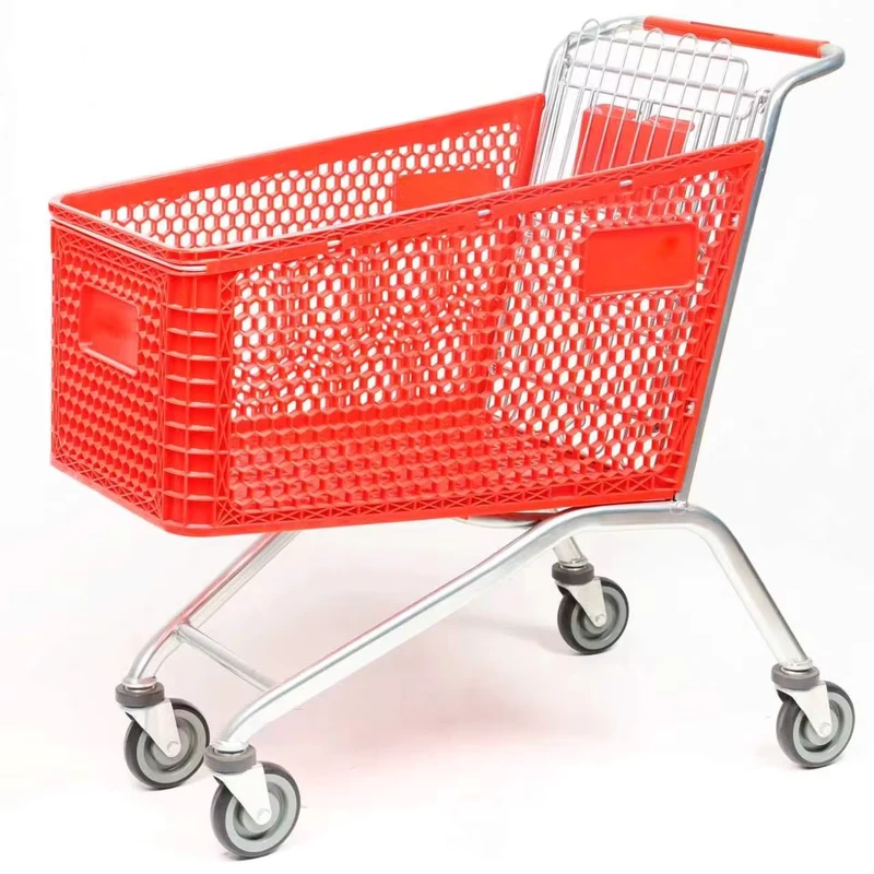Supermarket Shopping Cart Folding PP Plastic Trolley with Child Seat