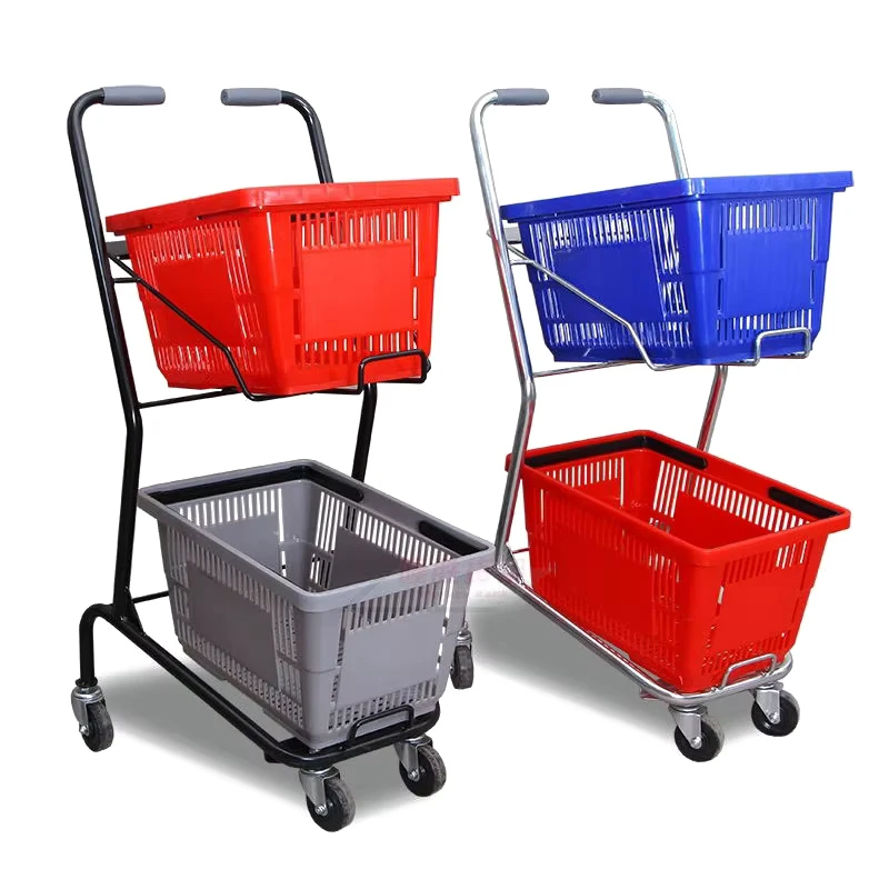 Supermarket Shopping Carts Medium sized Household Grocery Shopping Trolleys Trucks Japanese style Herringbone Property Trolleys
