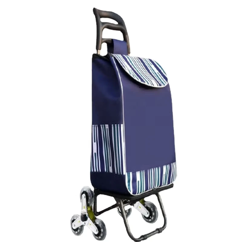 Supermarket Shopping Trolley Cart 600D Polyester Foldable with Wheels Factory Price for Kitchen Use