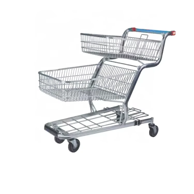 Supermarket Shopping Trolley Cart Hand Trolley Eco Friendly Mesh Metal Steel PP Material Waterproof Feature