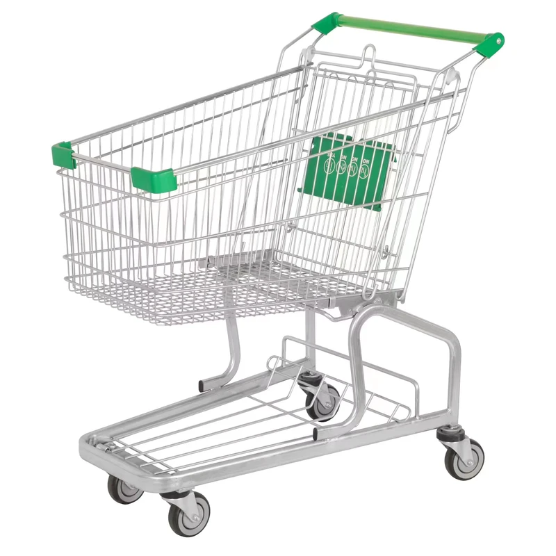 Supermarket Shopping Trolley Cart Metal Surface with Customized logo