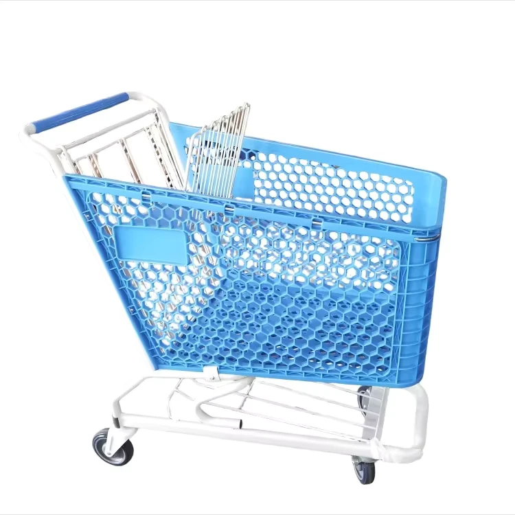 Supermarket Shopping Trolley Durable 4-Wheel Hand Push Cart
