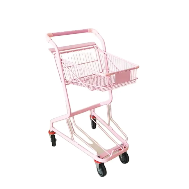 Supermarket Shopping Trolley Pink Supermarket Stores 4 Inch ISO BSCI Unfolding Color Plated Customer Logo CN Shop Cart