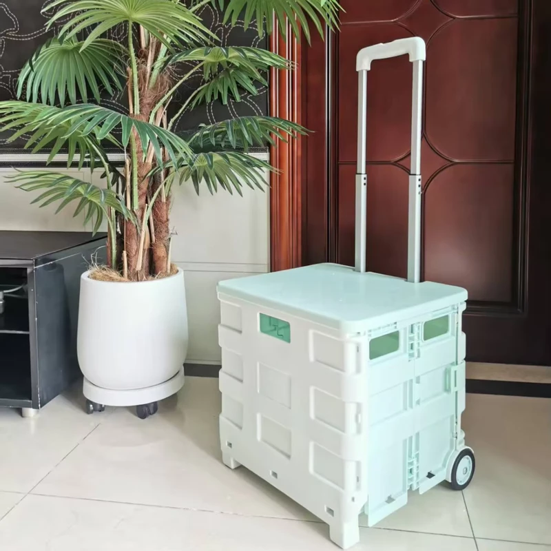 Supermarket Shopping Trolley Single Tier PP Material Folding Multifunction Living Room Use 20 35L Capacity Household Storage
