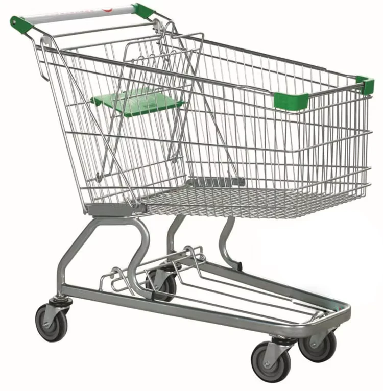 Supermarket Shopping Trolley With 4 Wheels Grocery Shopping Cart