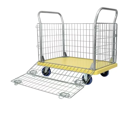 Supermarket Storage Rolling Cage Metal Foldable 500kg Loading Capacity Four-Wheel Platform Roll Trolley Laundry Room Turnover