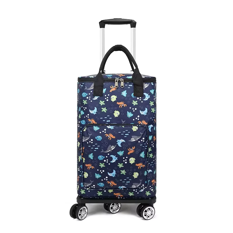 Supermarket Store Camping Mini Portable Foldable Hand Carts Trolleys Shopping Trolley Cart Bag With Cooler Travel