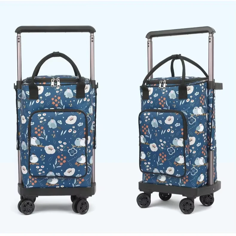 Supermarket Store Grocery Shopping Utility Carts Camping Mobile Portable Foldable Shopping Cart Shopping Trolley Bag