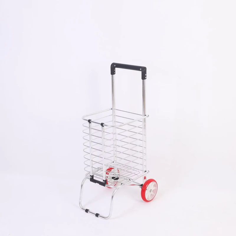Supermarket Store House Portable Hand Carts Grocery Shopping Cart Plastic Shopping Trolley with Wheel
